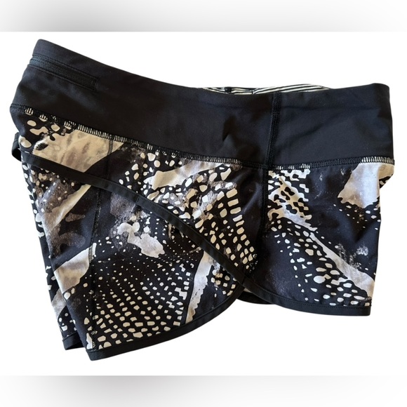 Lululemon athletica Speed Short Black White Static Mist Athletic Running Shorts - Picture 6 of 8